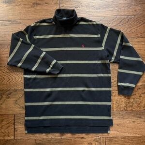 Vintage Polo Ralph Lauren Turtleneck | Menās L | Faded Black & Green Stripe